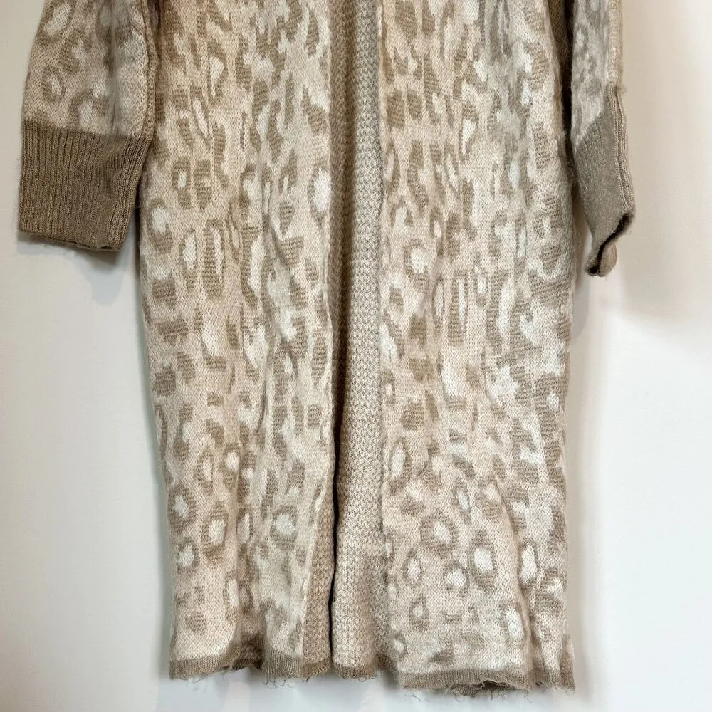 NWT Topshop Tan Brushed Animal Print Maxi Cardigan Sweater - XS (0-2) - Image 4