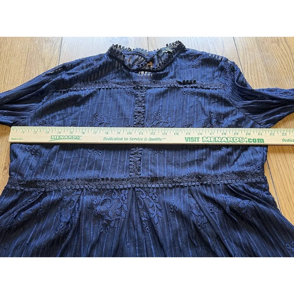 SUZANNE BETRO Navy Blue Lace Bodice Pleated Dress Women's Size XL - NWT $100‎ - Image 15