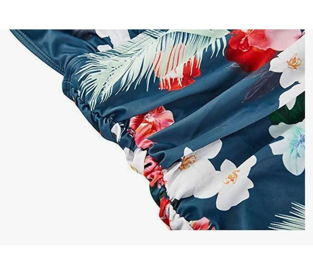 NEW Tummy Control Swimsuits Halter Bathing Suit 1 Pc Swimsuit XL Blue - Image 5