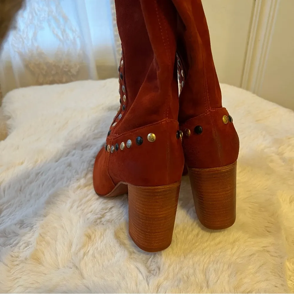 Free People Dakota Studded Suede Western Boot in Ginger Snap Size 6 NEW - Image 14