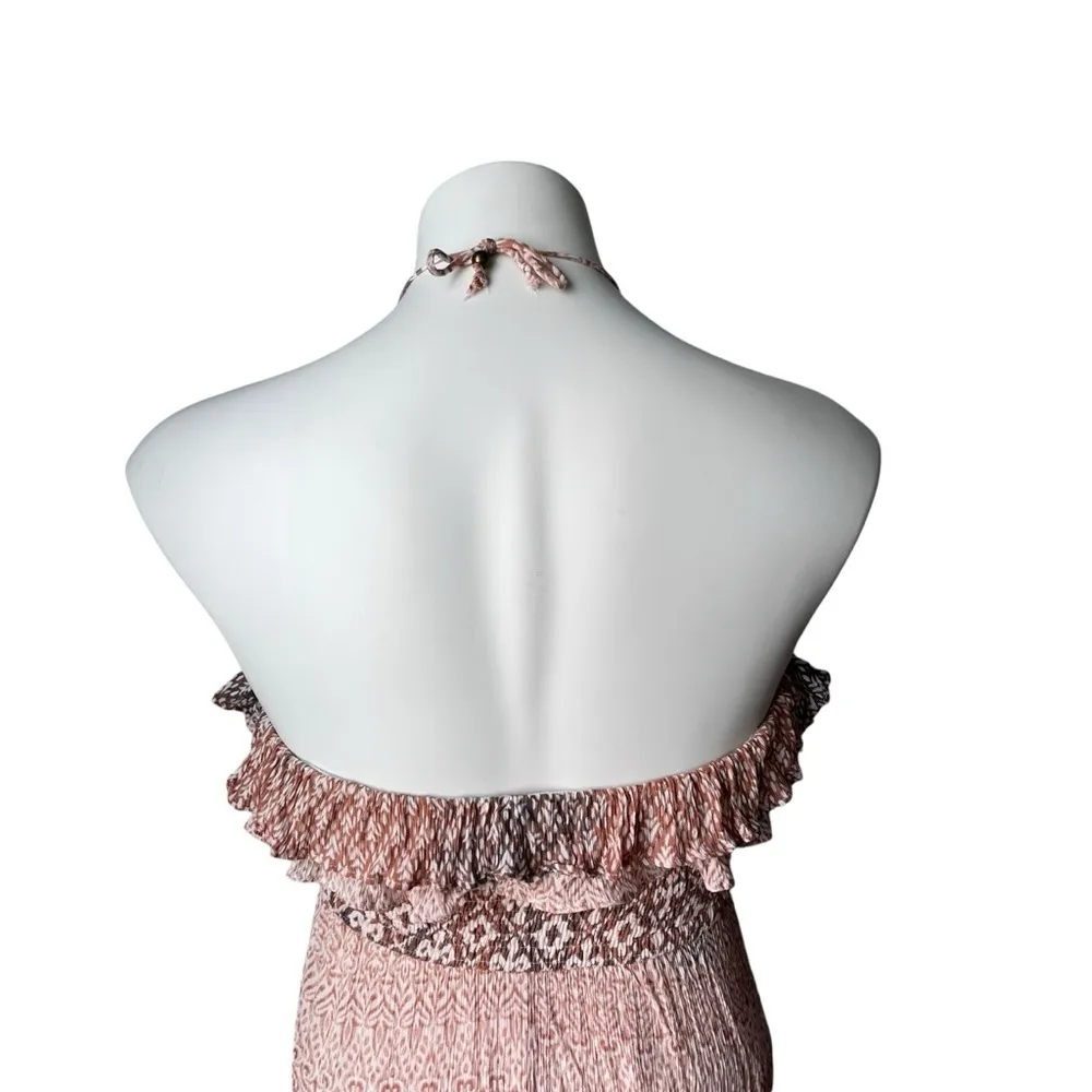 Olivaceous Smocked Ruffle Hem Tie Neck Ruffle Hem Dress, Sz M - Image 9