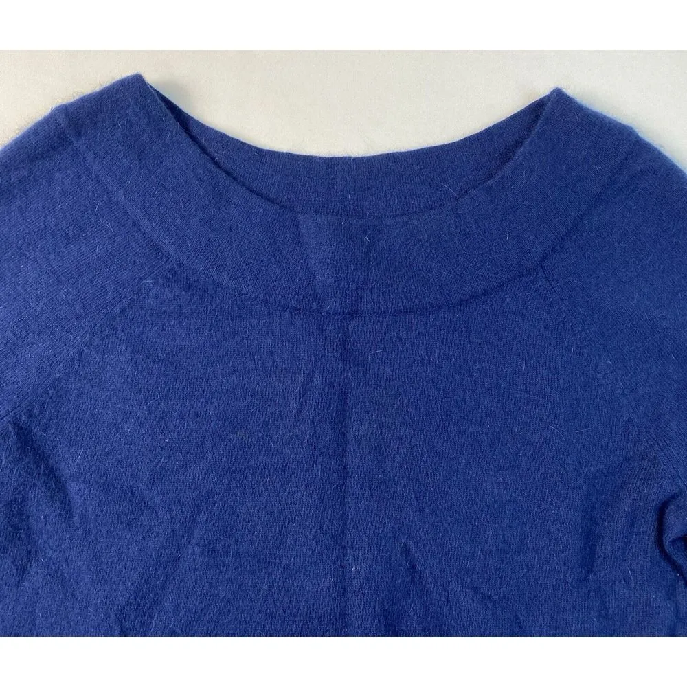 Marisa Christina Sweater Women's Size Medium Angora Wool Blend Blue Round Neck - Image 2