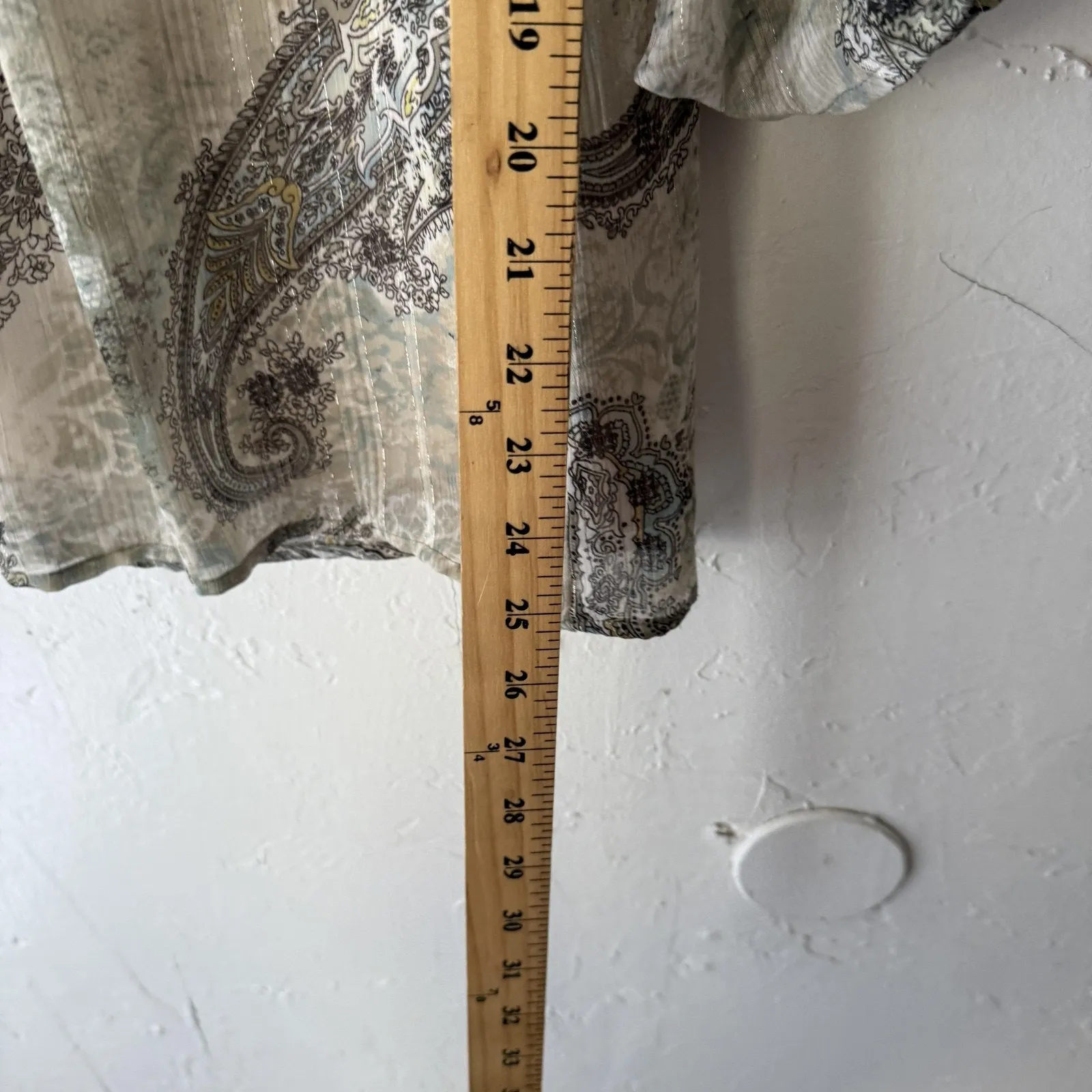 Dressbarn Blouse Y2k Medium Paisley‎ Print Sheer Top 3/4 Sleeve Layered Fairy - Image 5