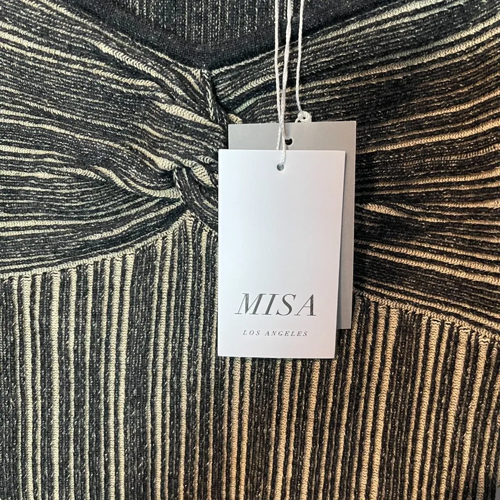 MISA Los Angeles Karen Striped Off-The-Shoulder Crop Top,  Small-Blk/Beige - NWT - Image 3