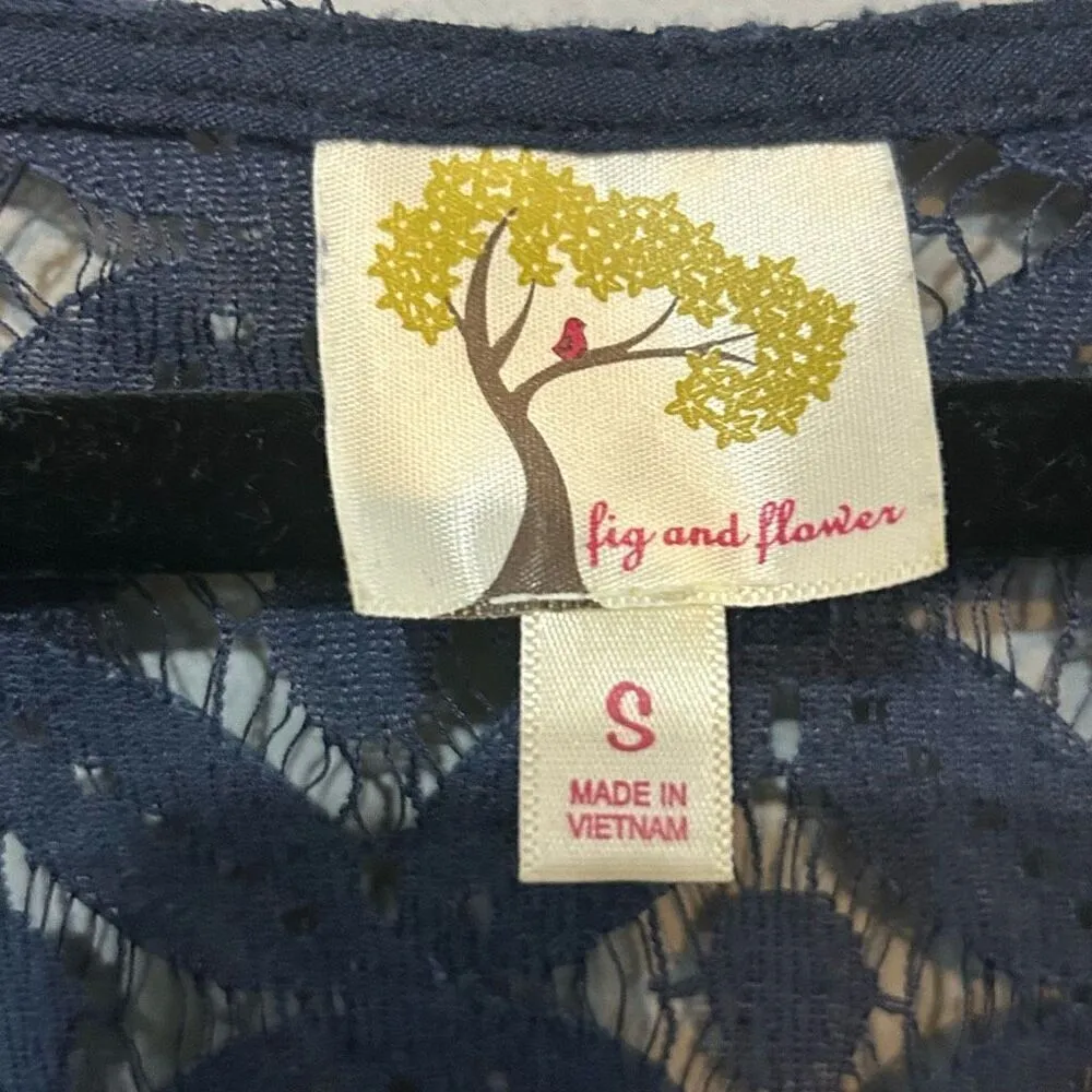 Fig & Flower Anthropologie baby blue embroidery lace‎ blouse size S Blue - Image 3