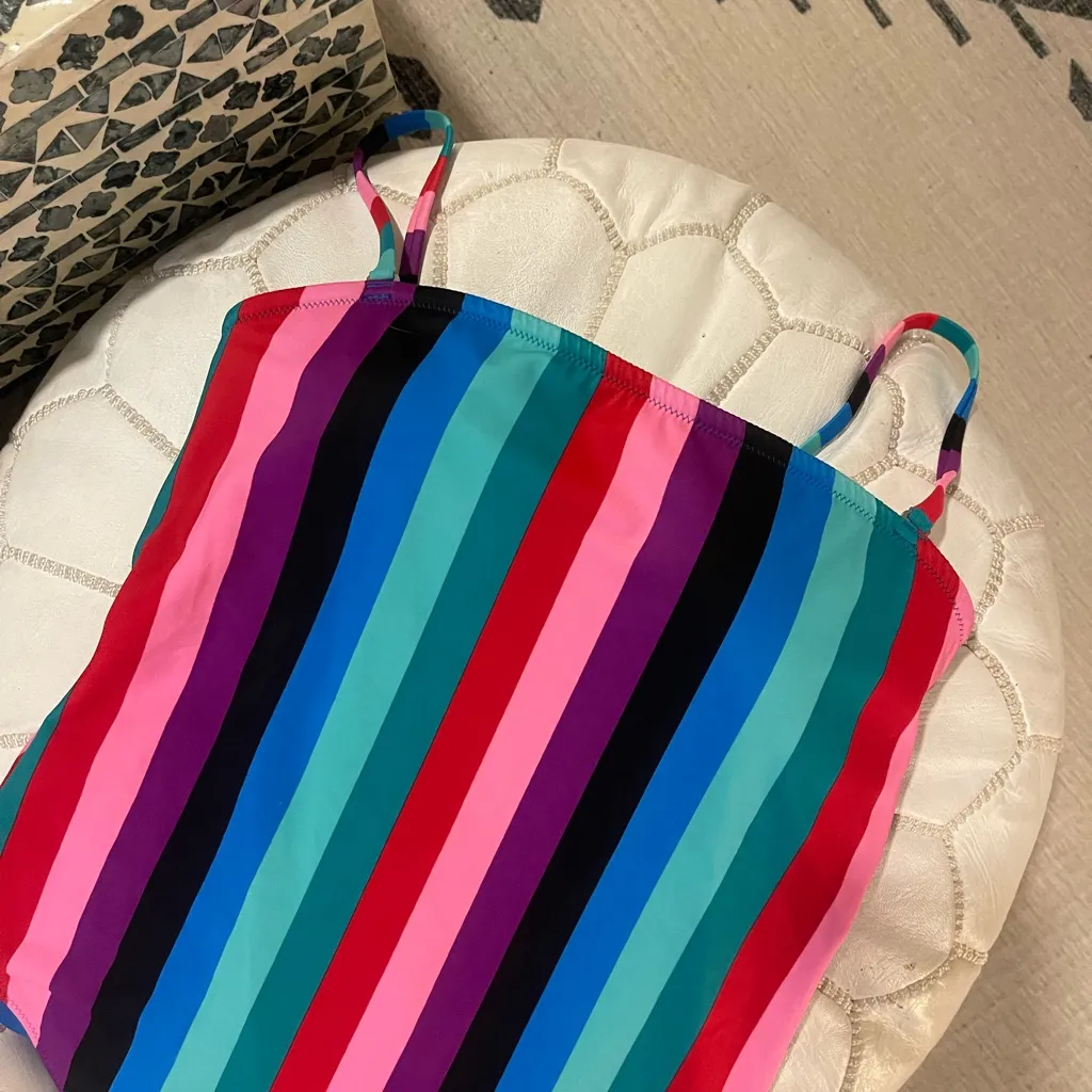 Old Navy Colorful Striped Women’s One Piece Swimsuit Size M NWT Rainbow 🌈 - Image 2