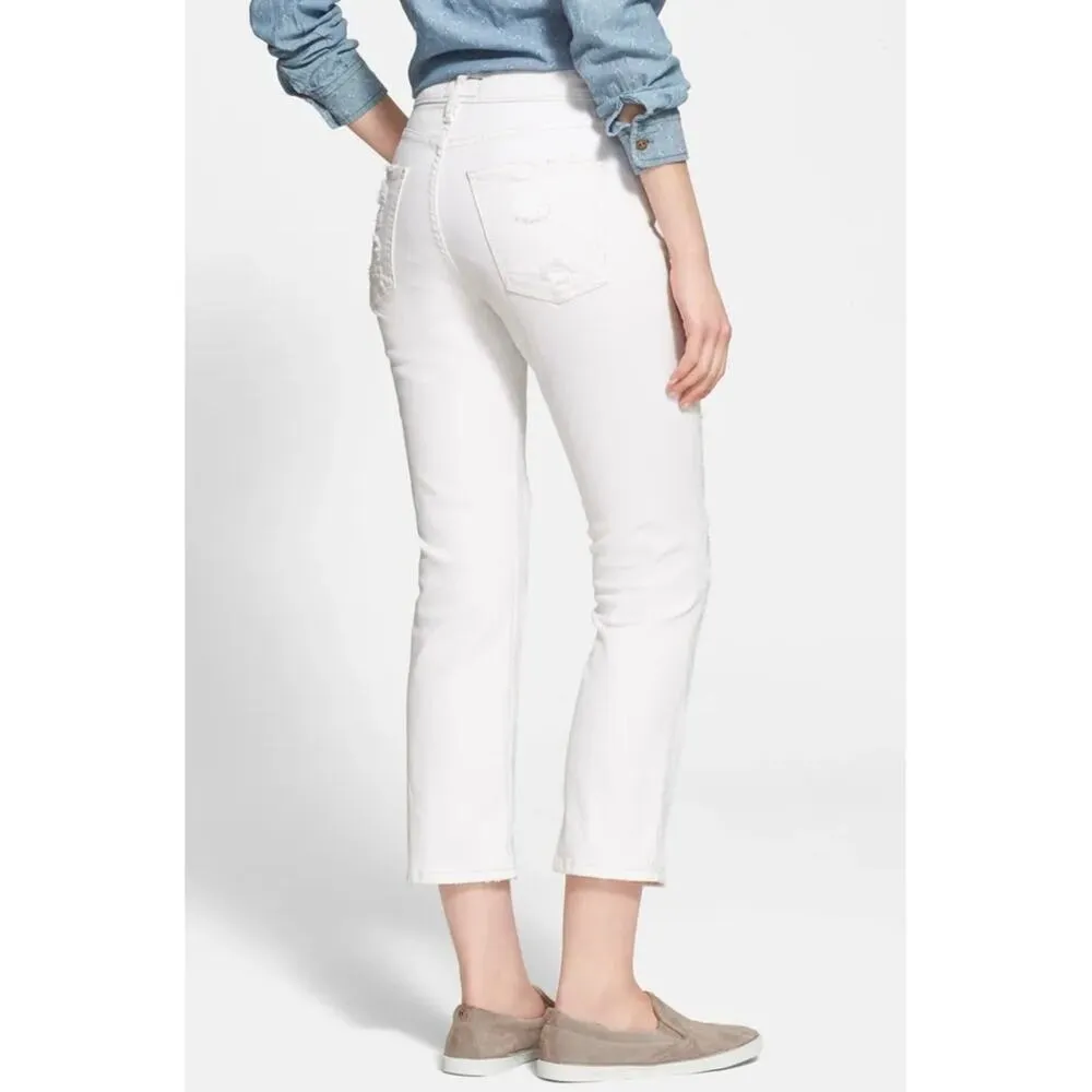 CURRENT/ELLIOTT The High Waist Straight Destroyed Jeans Super Salty Repair 27 - Image 2