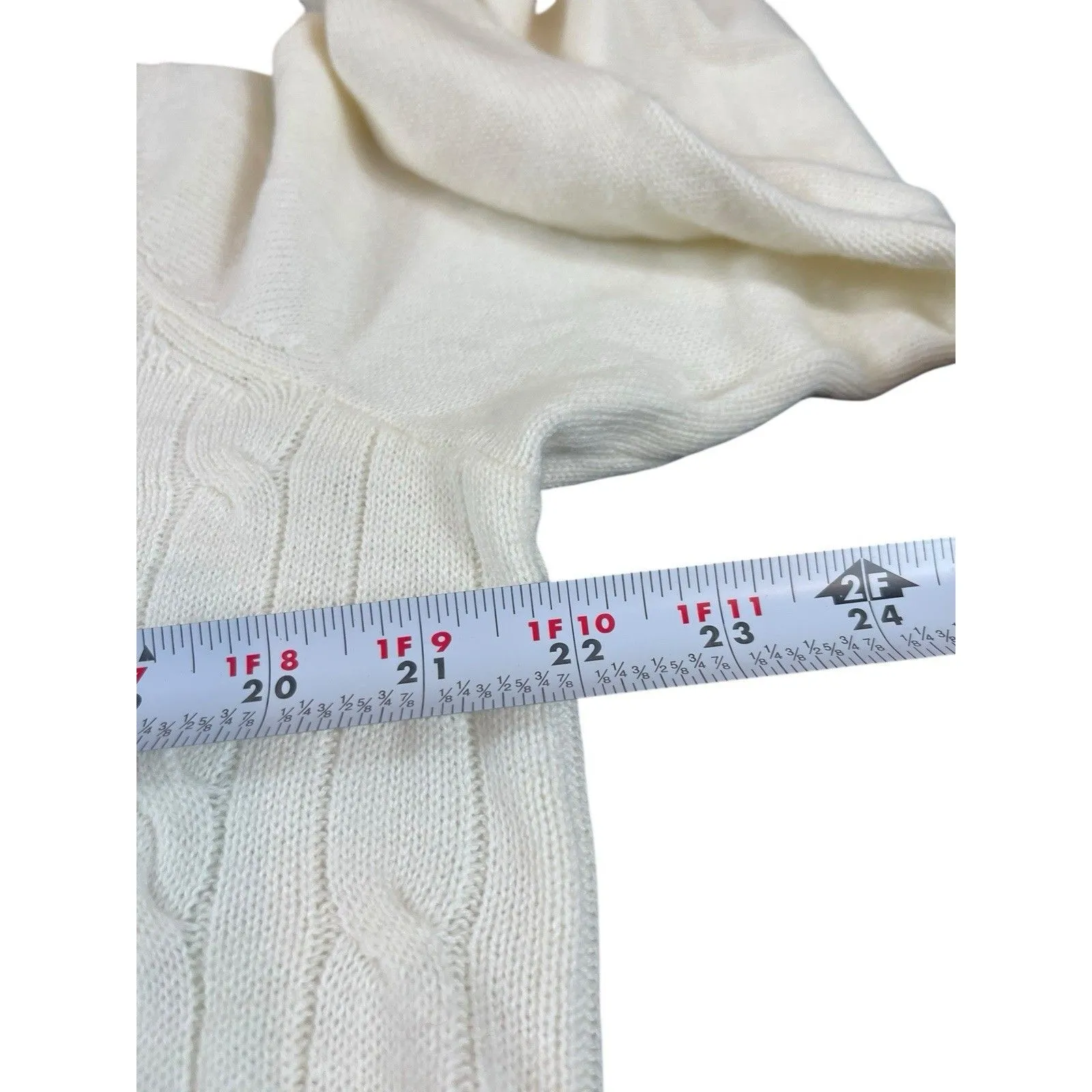 Talbots Woman Petites 1XP Cream Cable Knit Sweater Lambswool Blend Old Money - Image 11