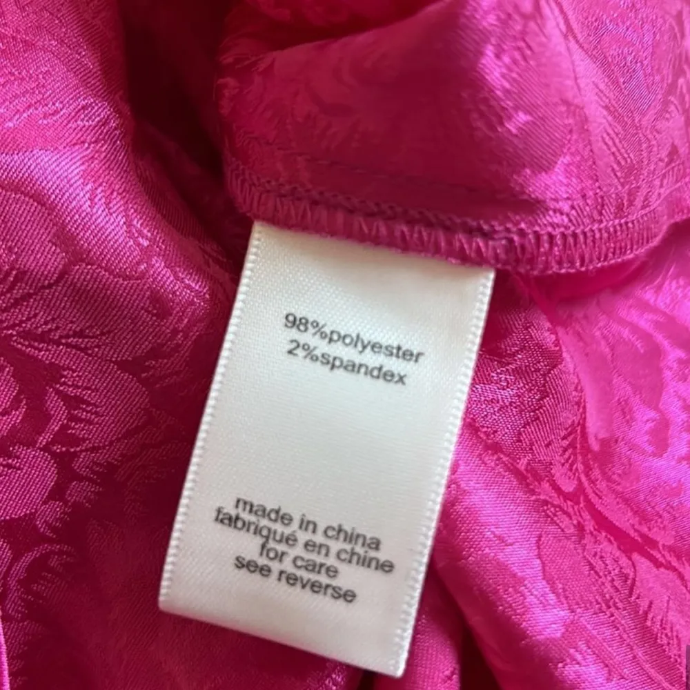 NWT Ronny Kobo Claire Hot Pink Halter Tank Top Silky Floral Cropped Blouse sz M - Image 7