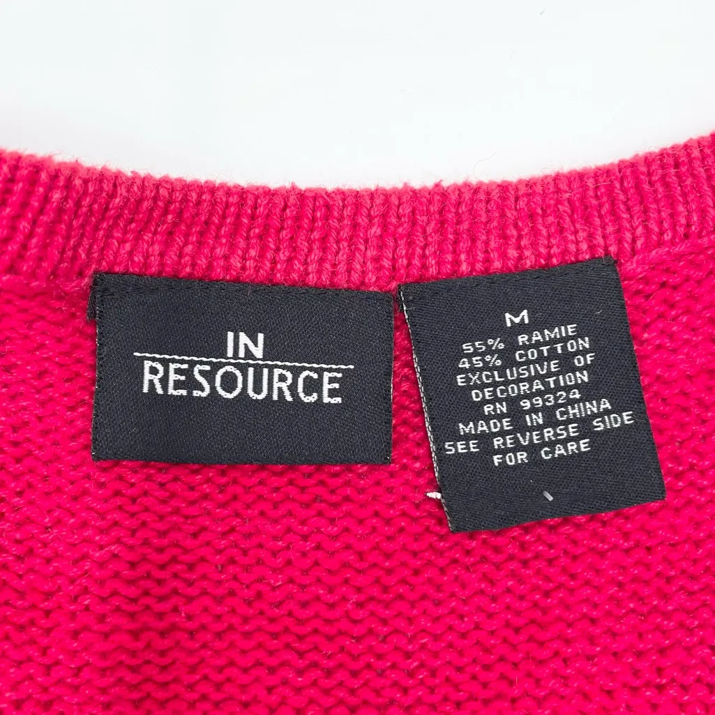 In Resource Vintage Sweater Vest Size Medium Red White Poinsettia Flower Holiday - Image 4