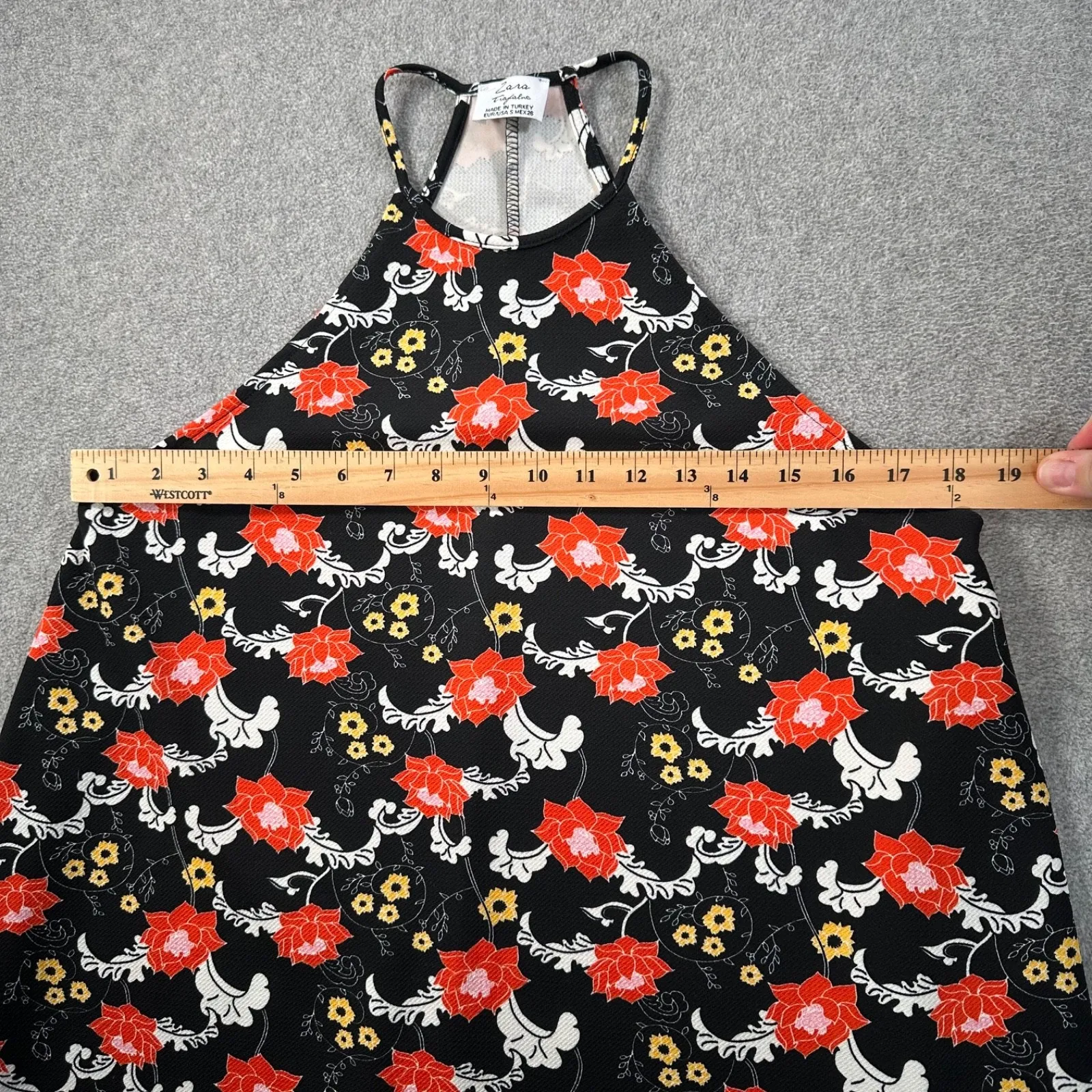 Zara Trafaluc Halter Neck Black Floral Mini Dress Size Small Shift - Image 5