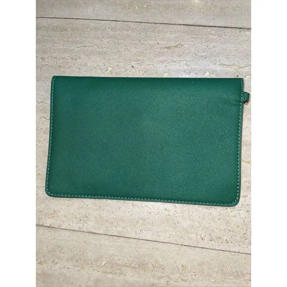 LOVEVOOK Green‎ Synthetic Saffiano Leather Clutch Wristlet No Handle 9.5x6.5" - Image 3
