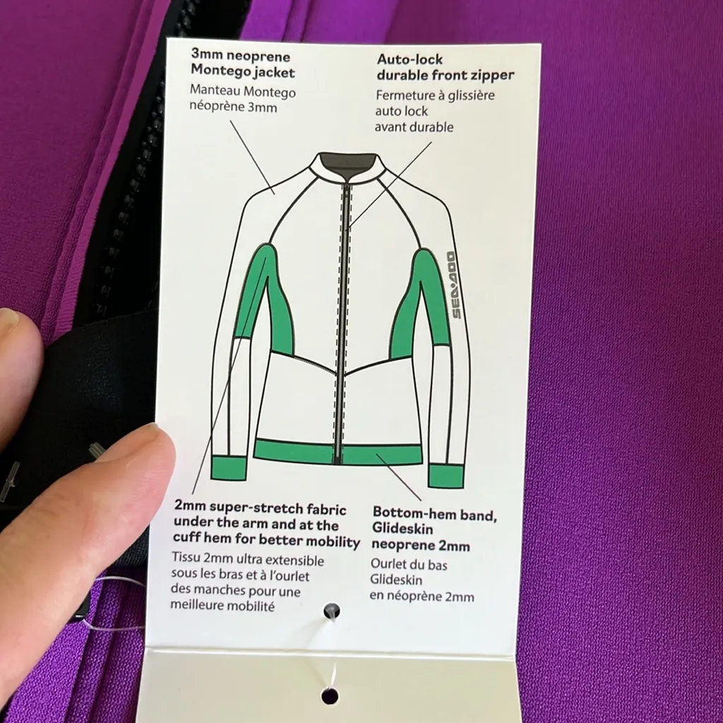 Sea Doo Ladies Montego Wet Suit Jacket Purple Size M - Image 5