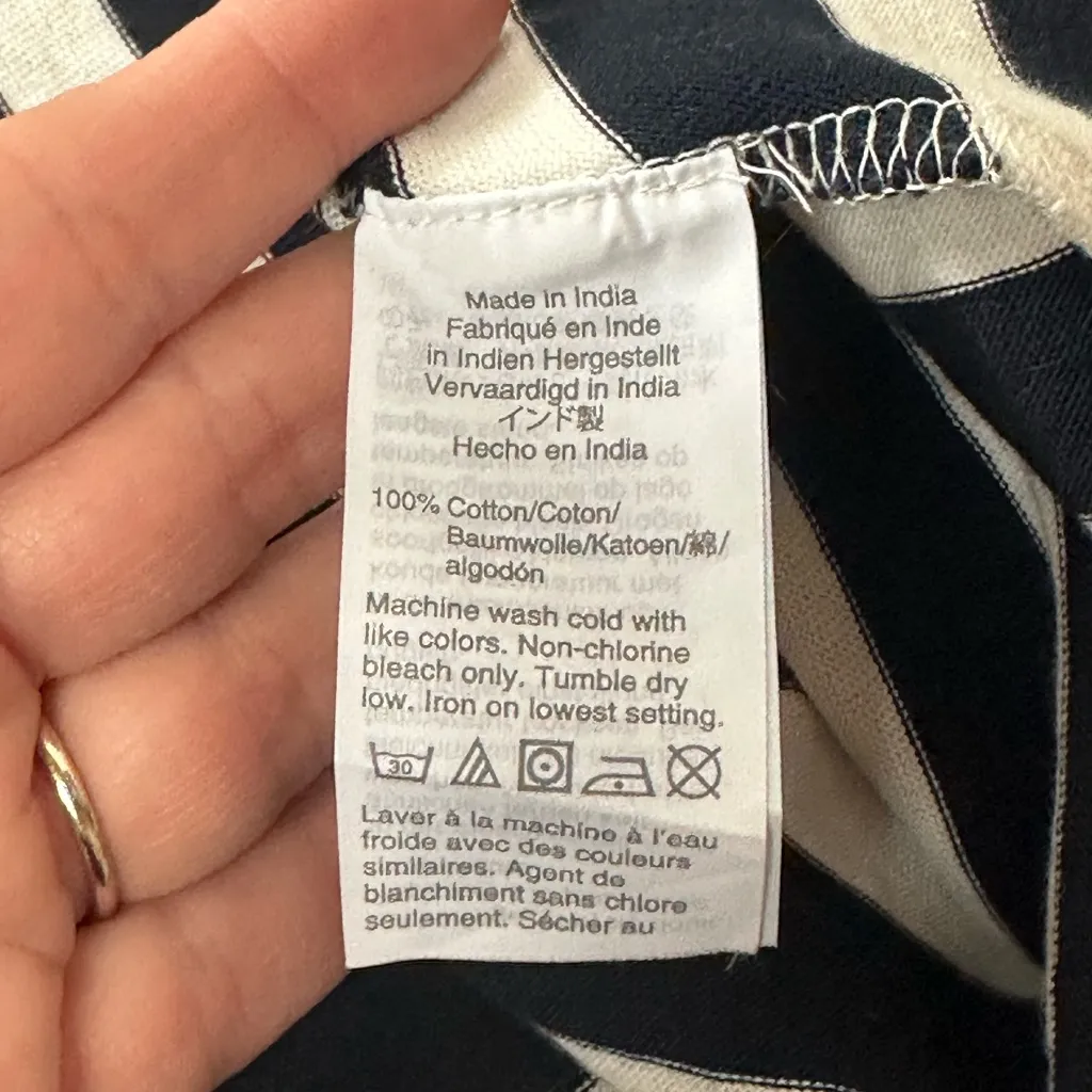 J. Crew 100% Cotton High-Low Maxi Dress Blue White Stripe Sleeveless Maxi Size M - Image 9