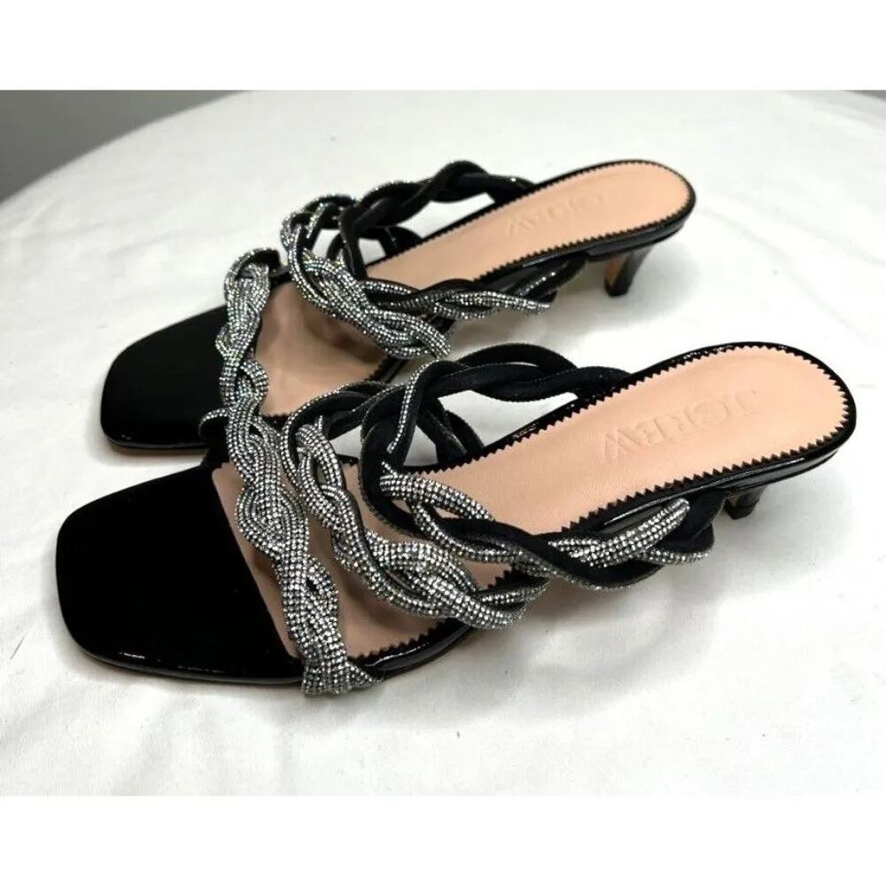 J.Crew $198 Zadie Strappy Kitten Heels with Crystals Size 6.5 BV719 Black - Image 3