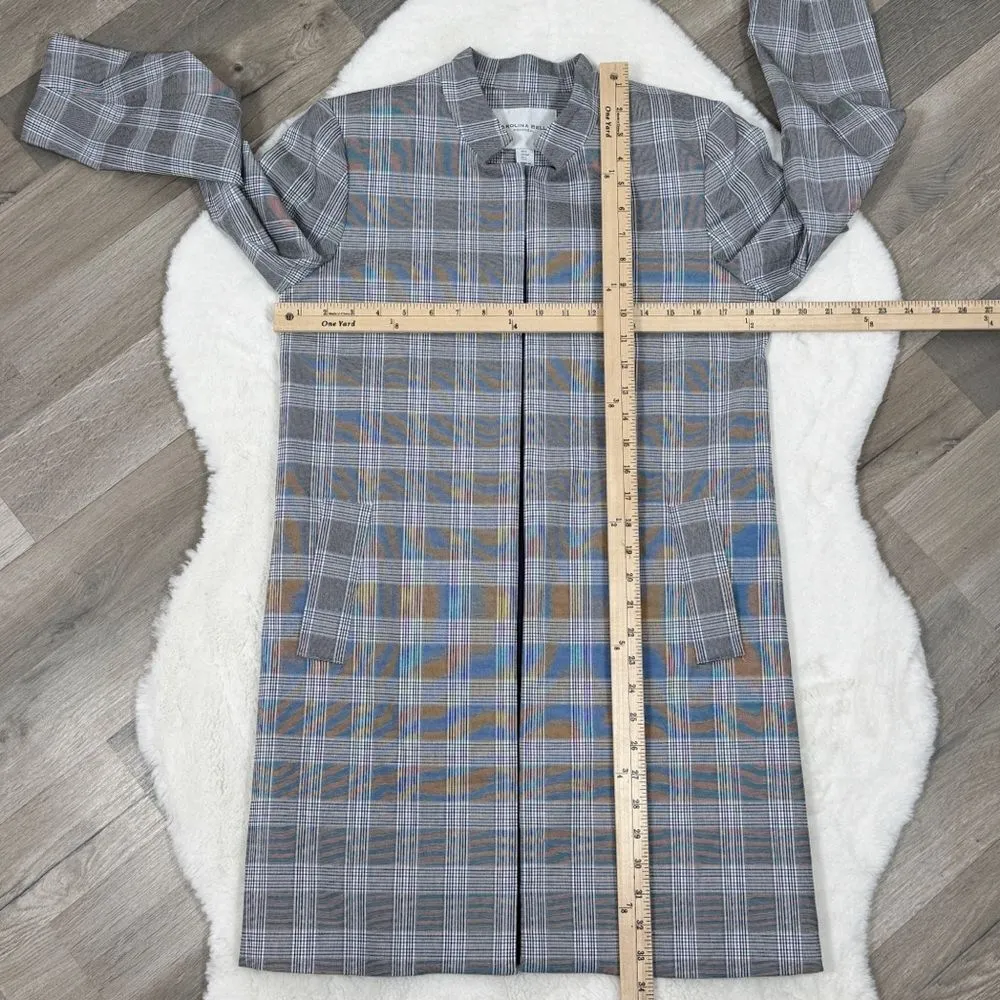 Carolina Belle Plaid Long Line Blazer Jacket Blue Small Open Glen Check - Image 12