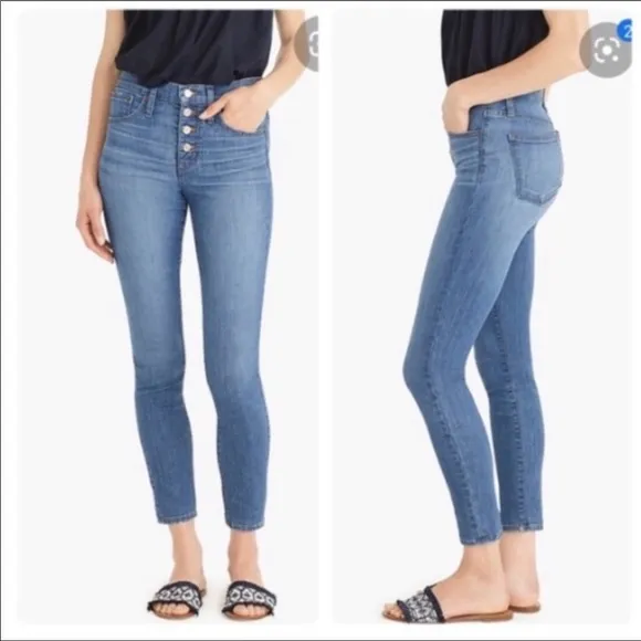J. Crew High Rise Skinny Button Fly Light Medium Wash Jeans Sz 29 - Image 2