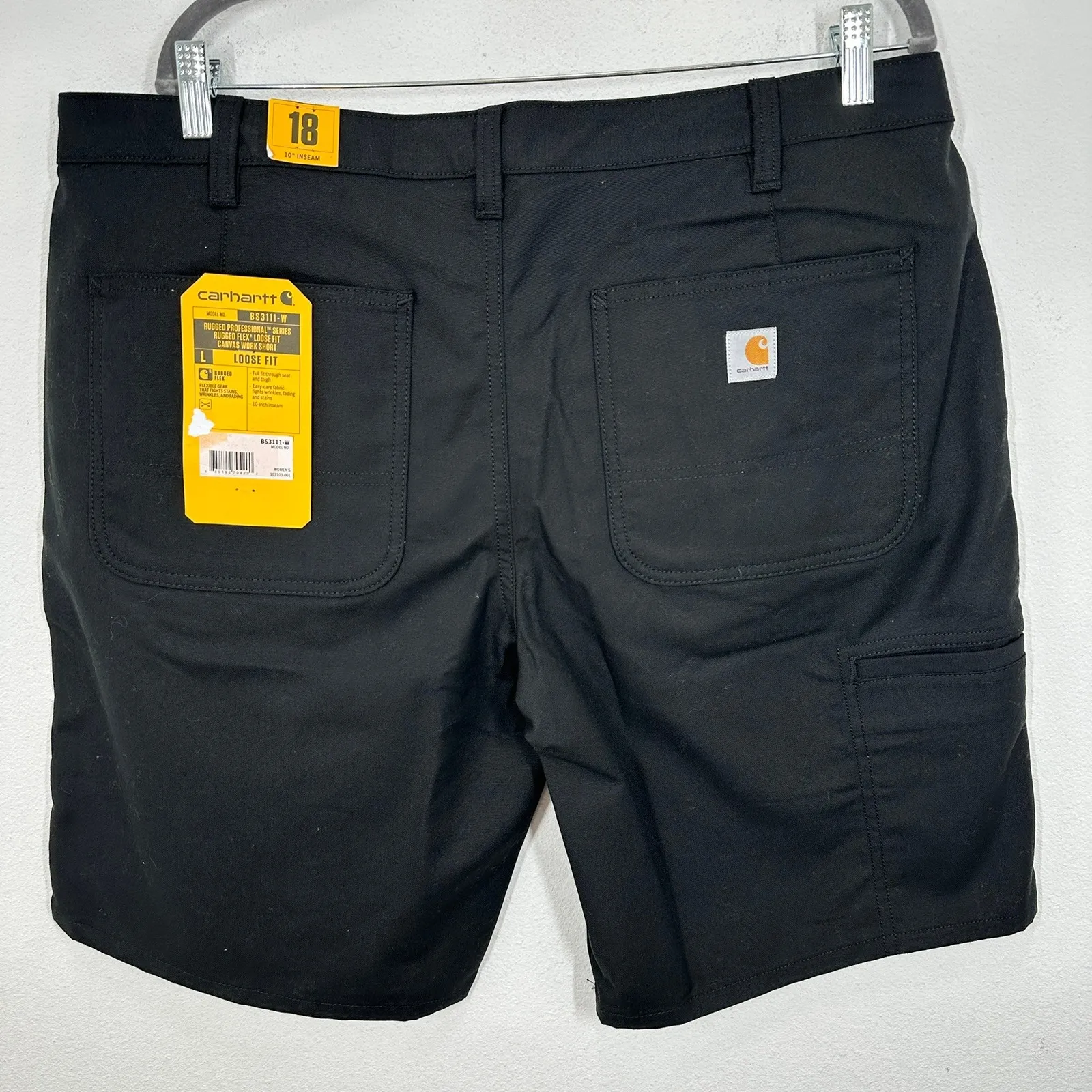 Carhartt Womens Black Loose Fit Work Shorts 10 Inch Inseam Size 18 - Image 7
