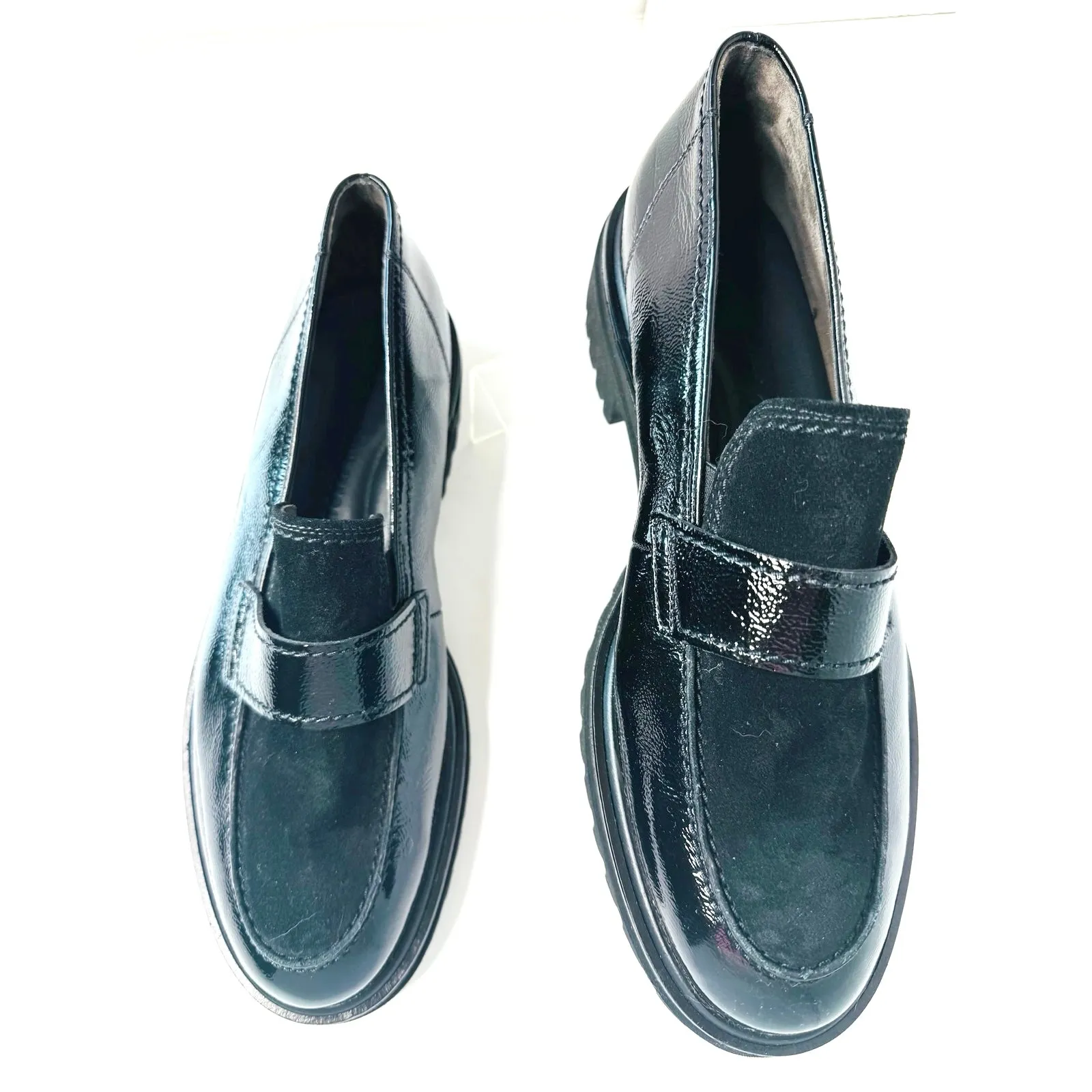Paul Green Black patent leather & suede Urban Lug Sole Loafer UK 6.5 /US 9 - Image 11