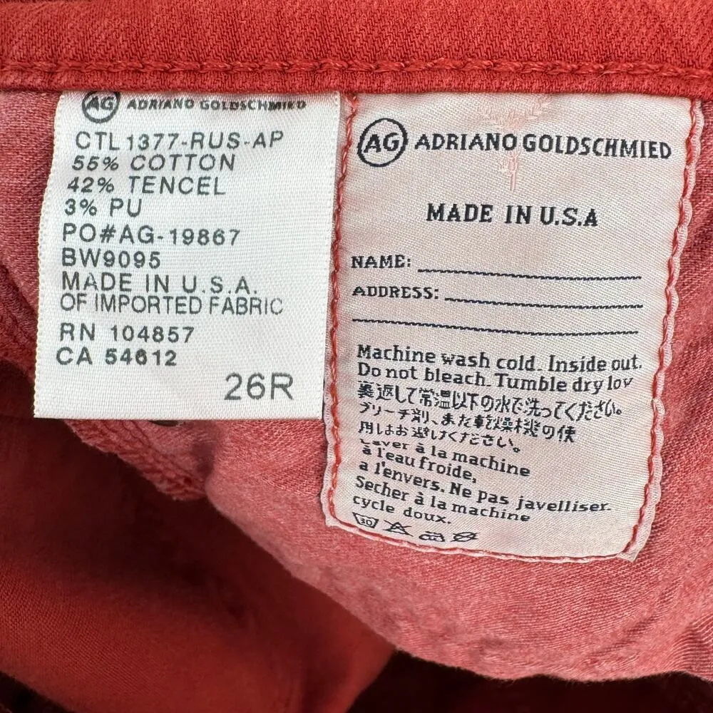 Adriano Goldschmied AG pants 26R the Stevie ankle slim straight denim jeans rust - Image 6