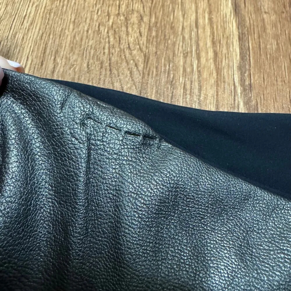 Commando Control Womens Metallic Pewter Vegan Leather Shaping Leggings Large - Image 9