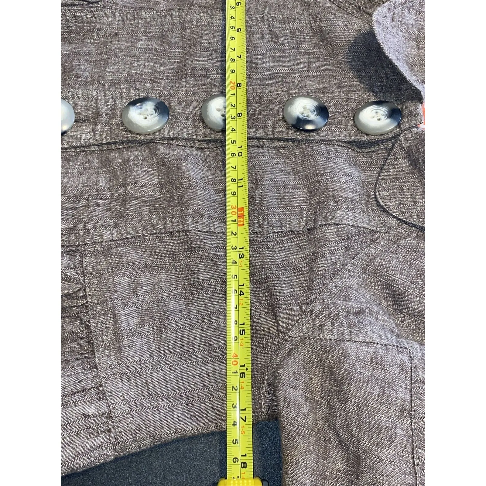 A Free People Womens Brown Linen Blend Balloon 3/4 Sleeves Button Jacket Sz  XS - Image 13
