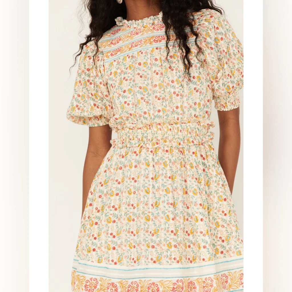 NWOT Cleobella Dallas Floral Mini Dress Carnation Medium Organic Cotton - Image 4