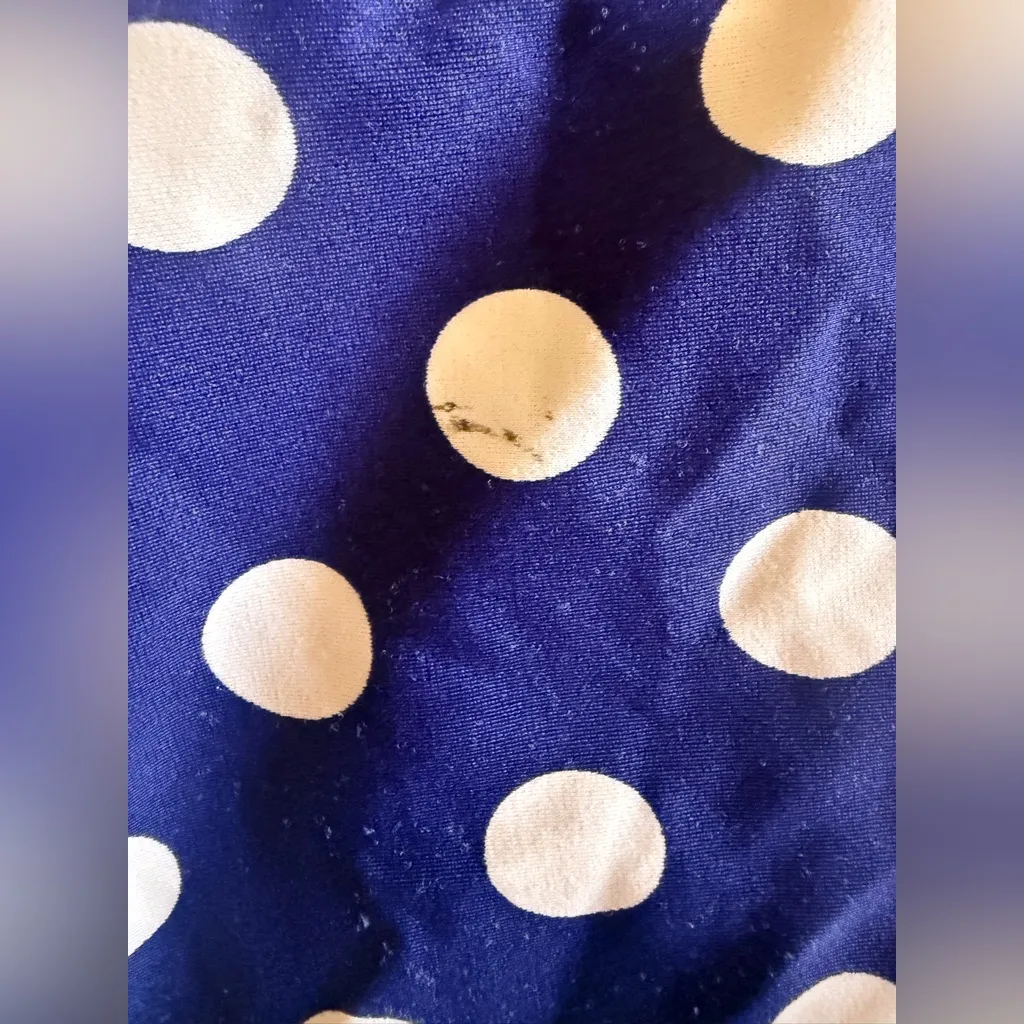 Boden One Piece Swimsuit Bathing Suit Polka Dot Blue White Size 12 Missing Strap - Image 9