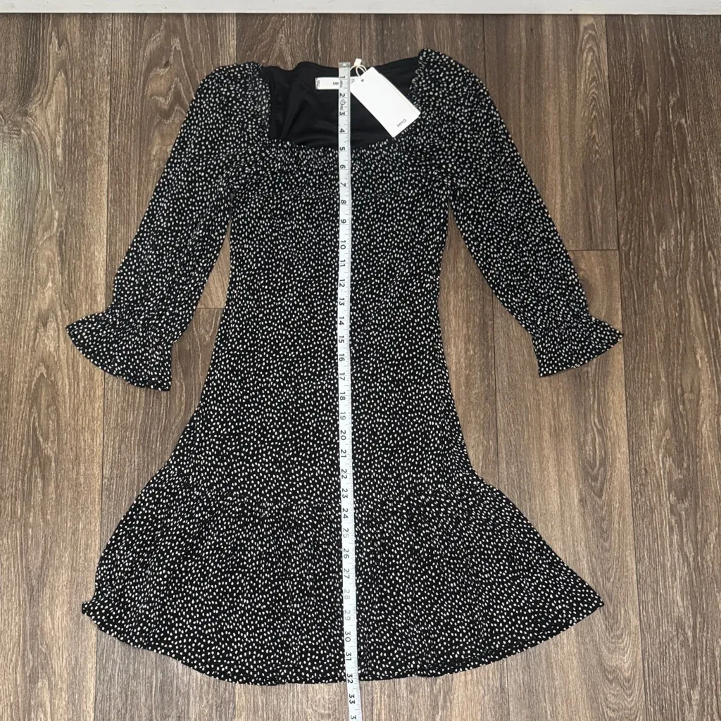 Mango Black and White Polka Dot Long Sleeve Dress - Image 11