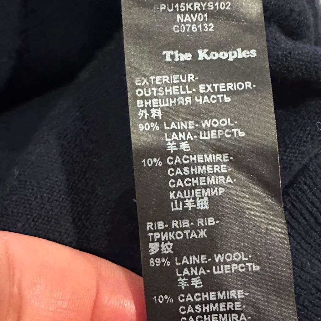 The Kooples Navy Blue Crewneck Wool Cashmere Sweater Silvertone Studs Size M - Image 5