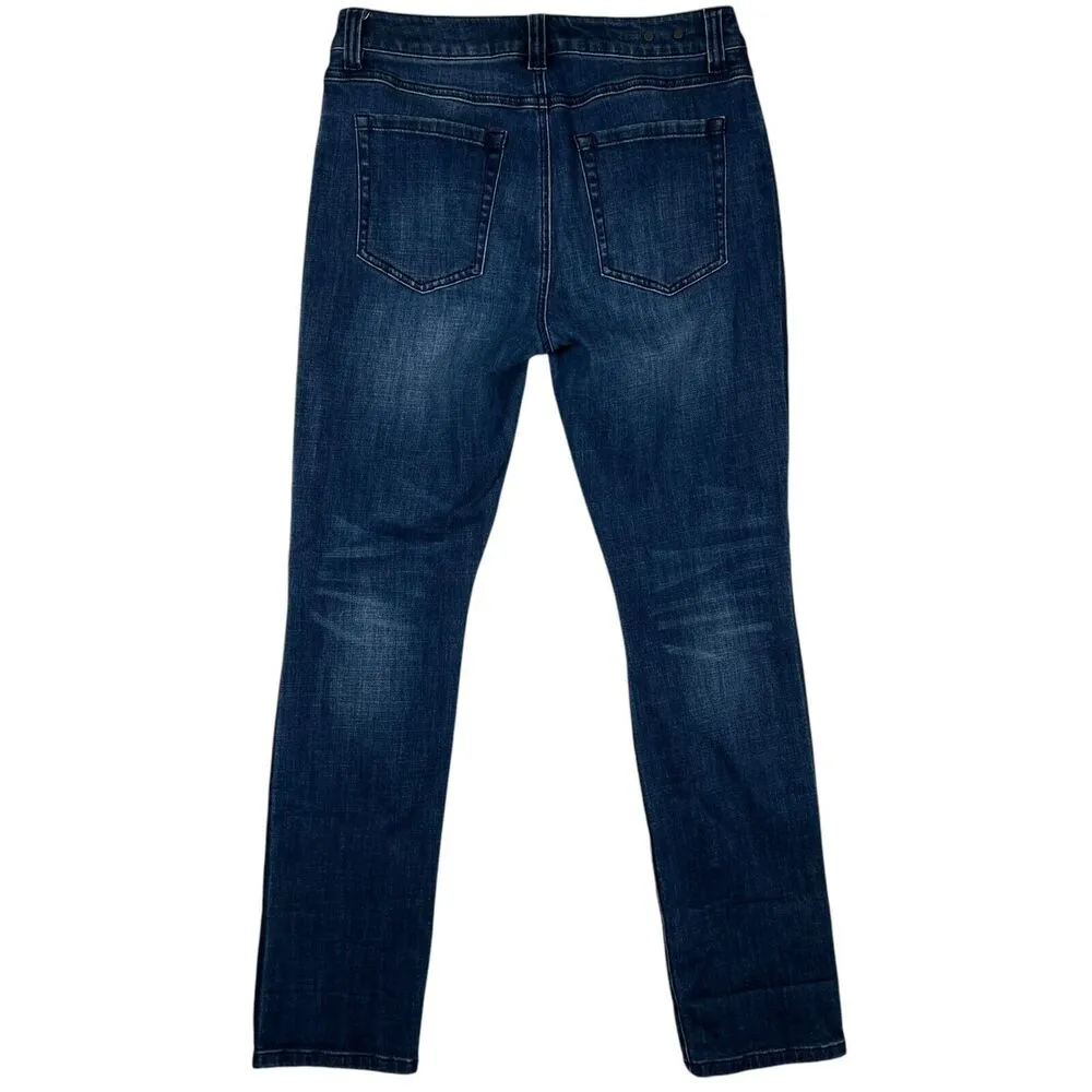 High Rise Straight Jeans Tuxedo Stripe Dark Wash Style 3750 Size 6 - Image 10