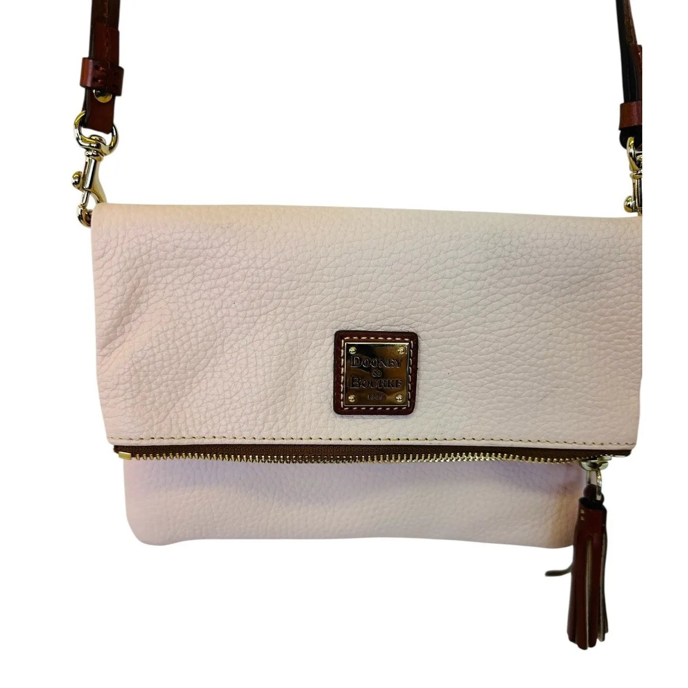 Dooney And Bourke Blush Foldover‎ Crossbody Clutch Zipper Closure - Image 8