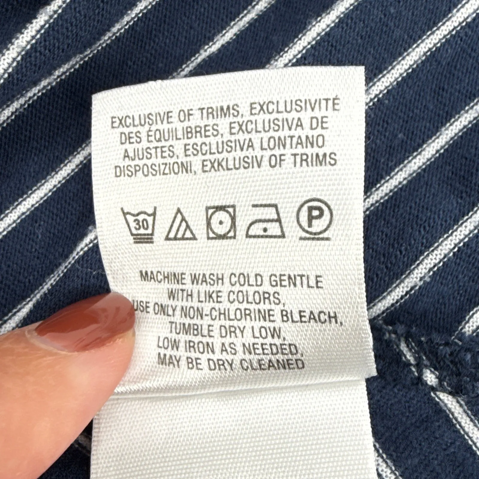 Maeve Anthropologie Lauryn Striped V Neck Puff Sleeve Top Shirt Large Navy White - Image 9