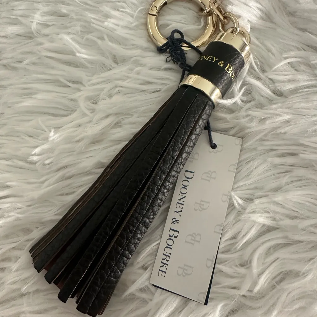 Dooney & Bourke Sammi Pebble Leather Black‎ Tassel Bag Charm NWT - Image 9