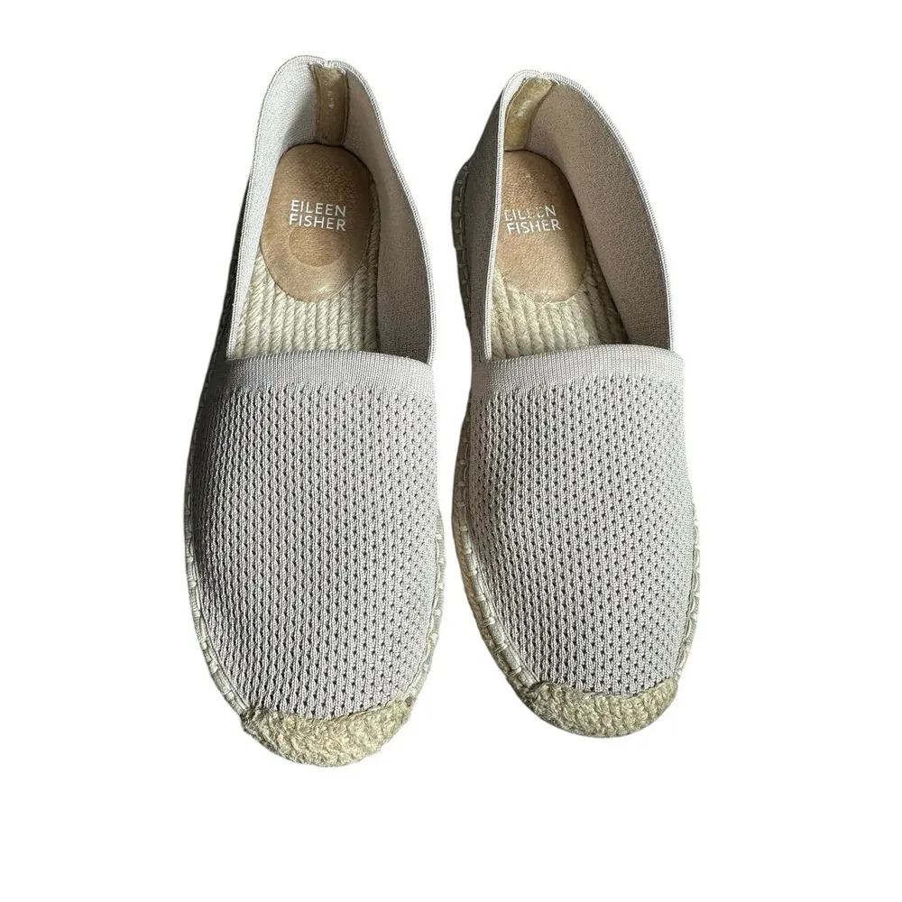 Eileen Fisher Size 7 Espadrille Flats Shoes Beige Woven Women's Lightweight 53-7 - Image 2