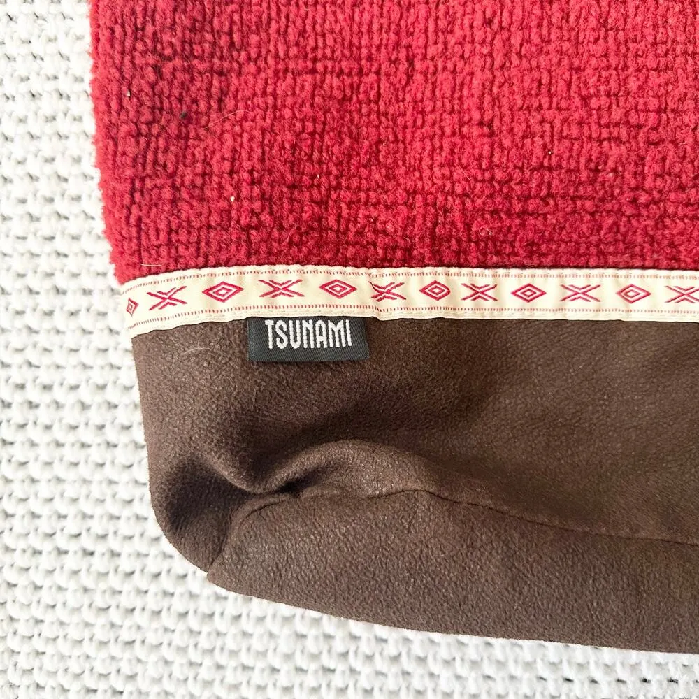 Tsunami Canada 32704 Drawsting Red Brown Printed Strip Vintage Y2K Soft Backpack - Image 4