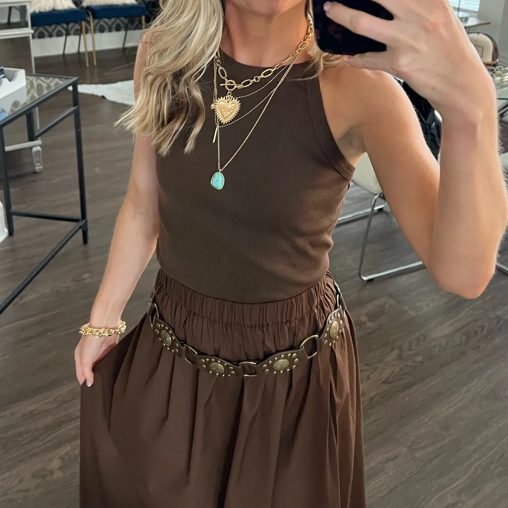 Free People Chocolate Brown Midi Skirt - Image 2