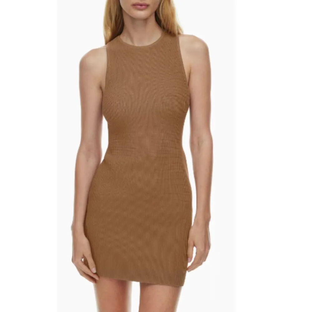 Babaton Women's 99158 Size L Blue Sculpt Knit Racer Mini Dress Sleeveless EUC - Image 8