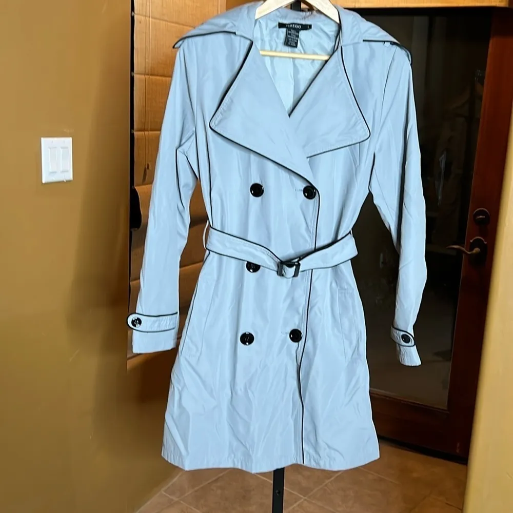 Vertigo Paris Dove Gray Double Breasted Lined Trench Coat Size Large - Image 2