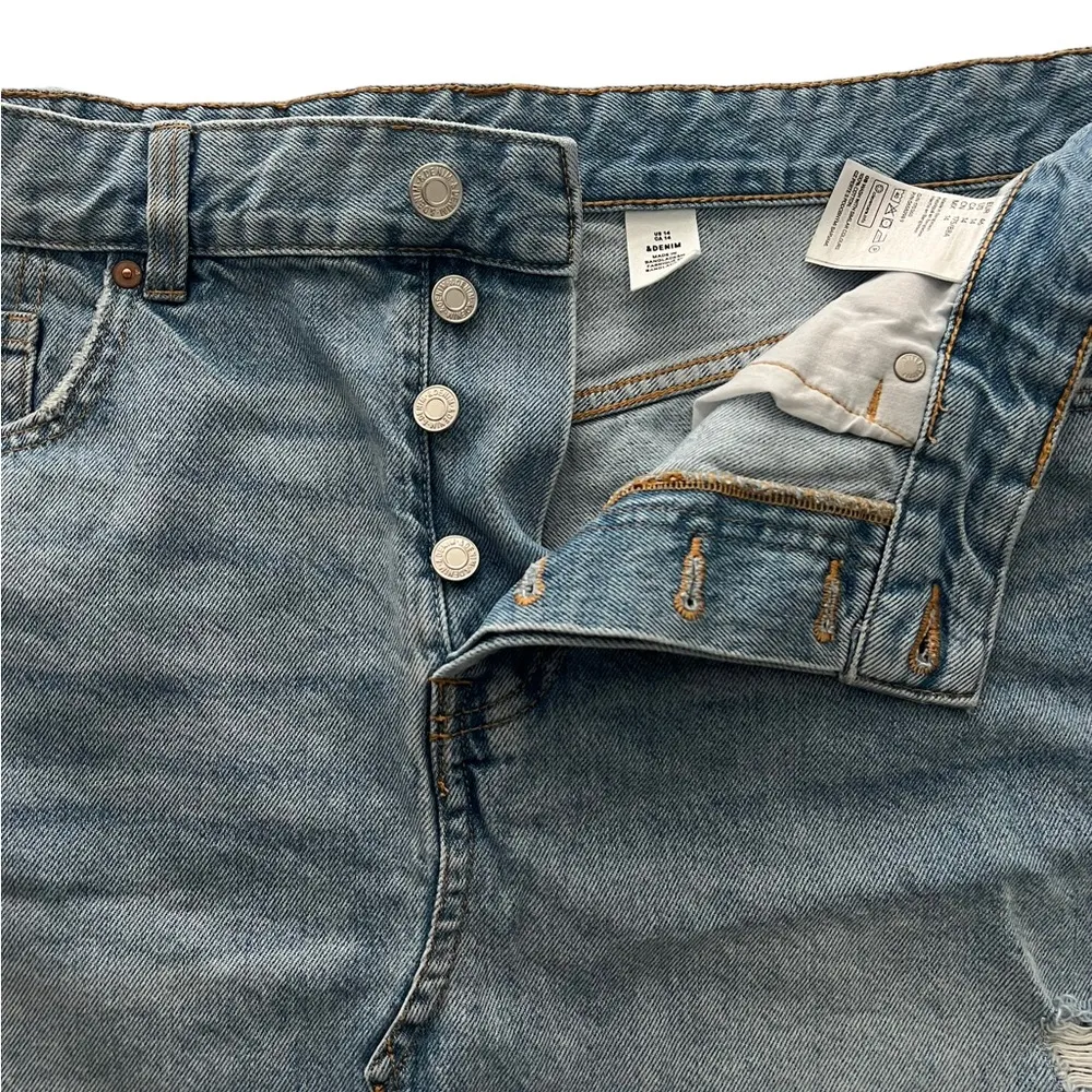 H&M  &Denim Women's Distressed Button Fly Denim Skirt Size 14 - Image 2