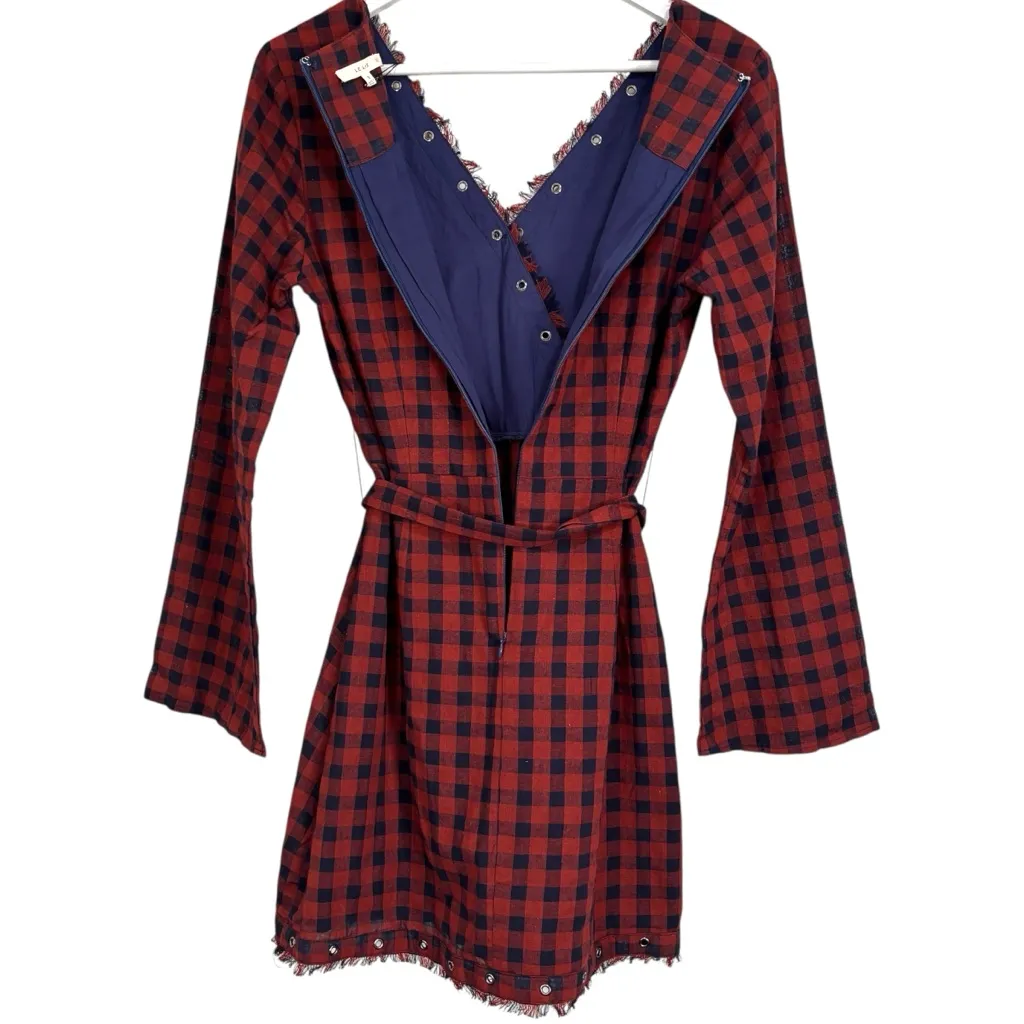 Le Lis Plaid Dark Orange Navy Blue Fit & Flare Western Dress Size Small NWT - Image 15