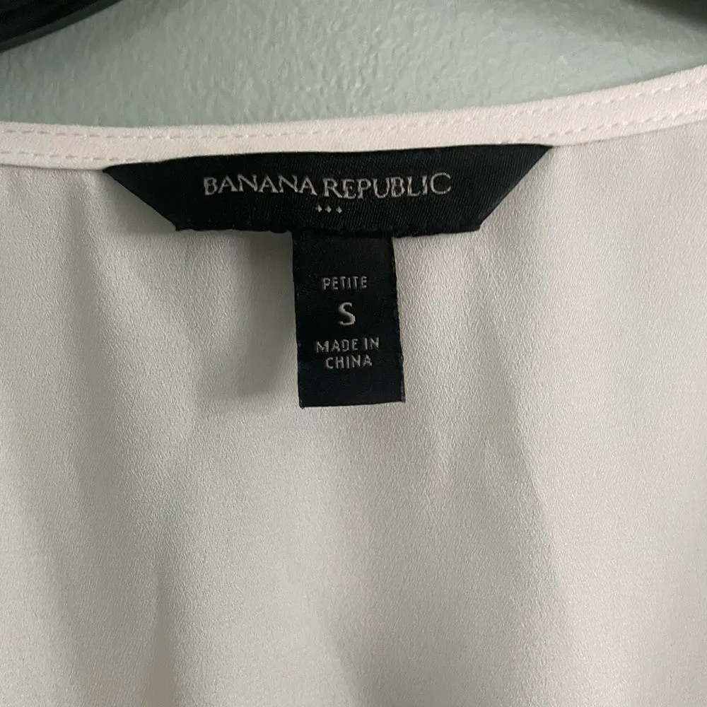 Banana Republic White Peasant Balloon Long Sleeve Blouse SZ S - Image 2