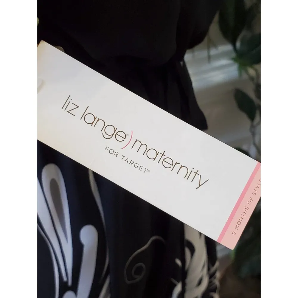 Liz Lange Maternity Women's Black Round Neck Short Sleeve Knee Length Dress M - Image 7