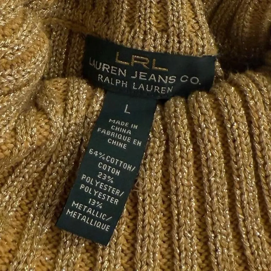 Ralph Lauren Gold Metallic Knit Sweater - Image 2