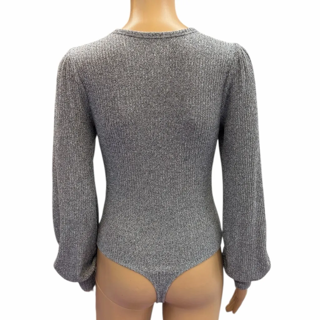 Hollister Womens Gray Balloon Sleeve Bodysuit Top Size Small - Image 6