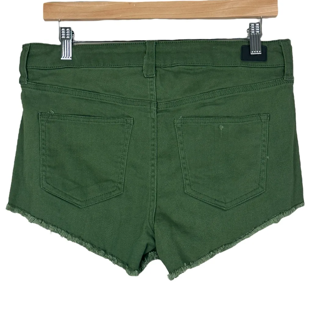 Celebrity Pink Denim Shorts Womens 28 Green Cypress Distressed Frayed Hem Y2K - Image 3