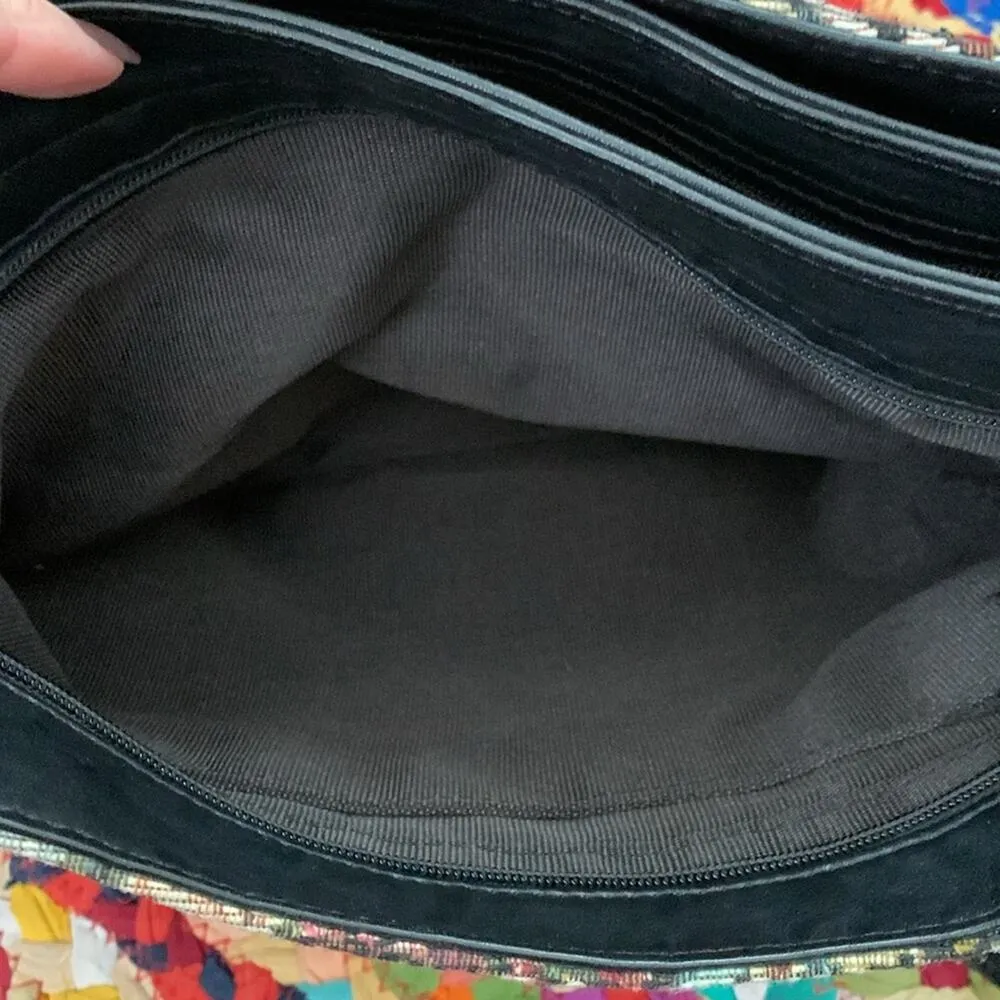 Vintage SAS USA Dark Floral Tapestry Adjustable Crossbody Purse Bag - Image 9