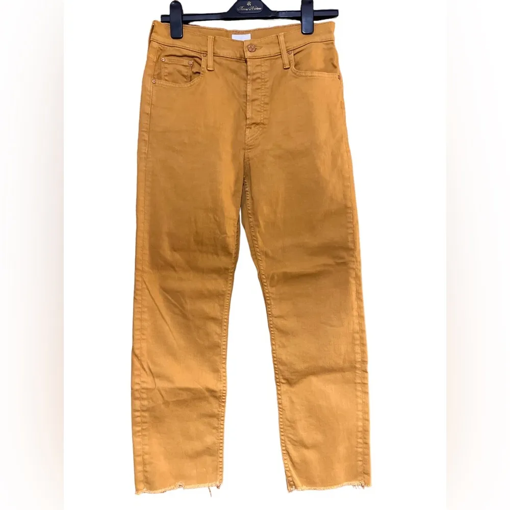 Mother high rise the tomcat ankle fray in HEY size 28 straight leg Orange - Image 4