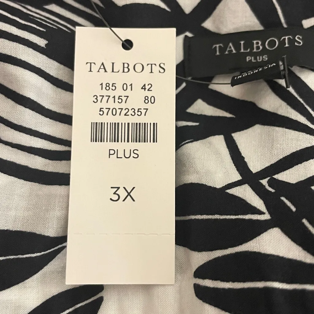 Talbots Womens Button Up Top Size 3X Tropical Fern Jungle Long Sleeve Shirt NWT - Image 5