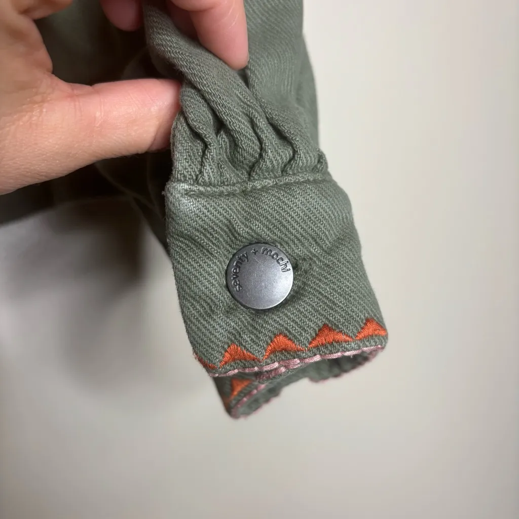 Seventy + Mochi Ziggy Cropped Denim Jacket Green - Image 8